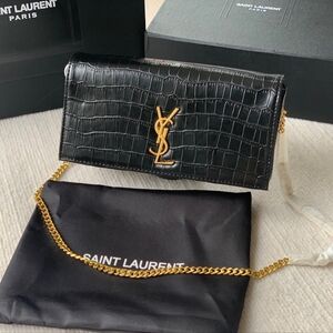 YSL KATE 99 CHAIN BAG IN ALLIGATOR-EMBOSSED LEATHER